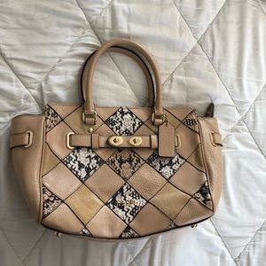 Coach small quilted python snake print handbag
